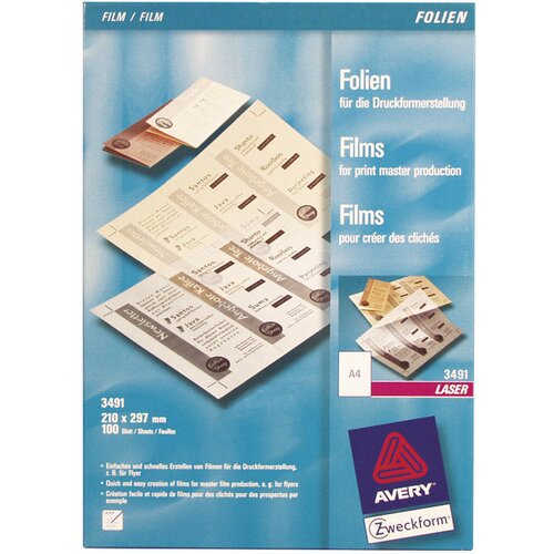 Folija LASER ZA GRAFIČKU PRIPREMU A4 100MY MAT PK100 ZWECKFORM 3491 Cijene