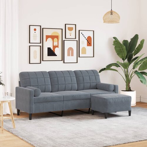 vidaXL Trosed s stolčkom za noge temno siv 180 cm žamet Cene