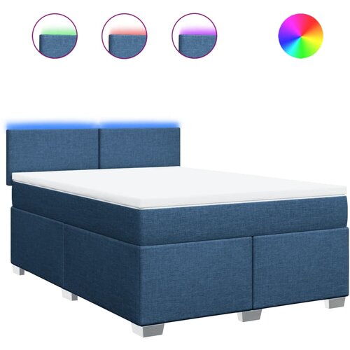 vidaXL Box spring postelja z vzmetnico modra 140x200 cm blago, (21307637) Cene