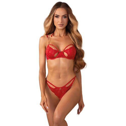 Obsessive Matildea 2-Piece Crotchless Set &ndash; Red Cijene