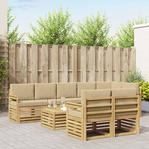  Set vanjskih sofa 8 pcs Bijela i bež 59 x 59 x 37 cm Poliester Cene