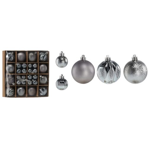 Molarem Home Set od 44 kuglice za božićno drvce - 3 i 6 cm, siva Slike