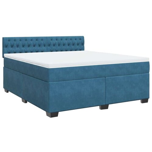 vidaXL Box spring postelja z vzmetnico modra 180x200 cm žamet Cene