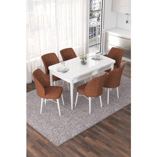 Hanah home set trpezarijski sto i 6 stolica nef, terakota Cene