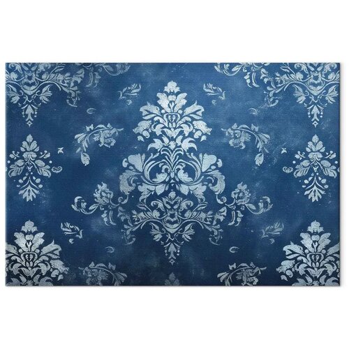  Slika - Retro Ornament Decorative Motif in Worn Blues 90x60 Standard Slike