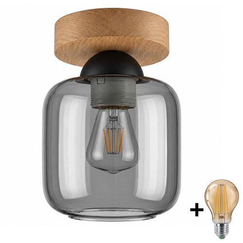 Brilagi LED stropno svetlo R GLASS 1xE27/60W/230V prečnik 14 cm hrast/dimno siva Slike