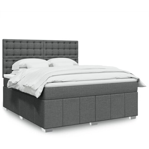 VidaXL Box spring postelja z vzmetnico temno siva 180x200 cm blago Slike