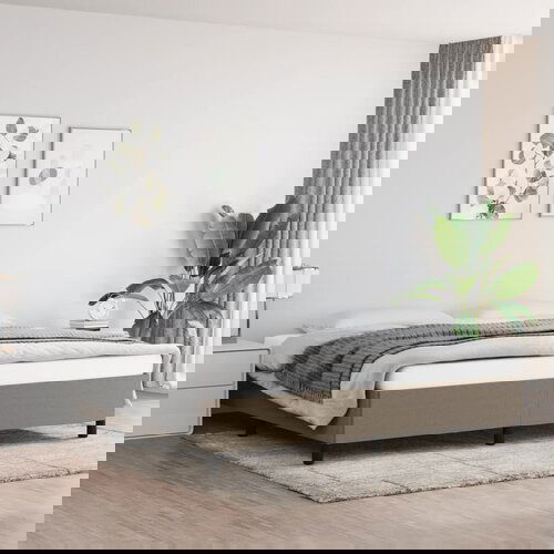 The Living Store Posteljni okvir brez vzmetnice taupe 200x200 cm blago - Posteljni Okvir, (21526787) Slike