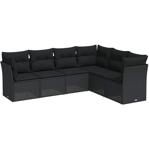  6-dijelni set vrtnih sofa s jastucima crni od poliratana Slike