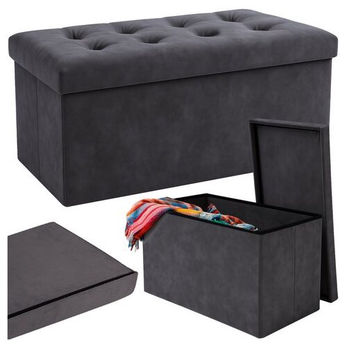 Ruhhy zložljiv tabure s shranjevanjem 110L &amp;ndash; velvet pouf 76x38x38 cm, nosilnost 150 kg (XXL) Slike