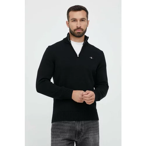 Gant Bombažen pulover črna barva