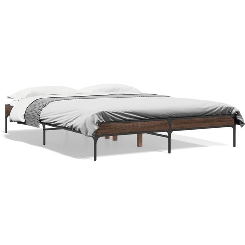 vidaXL Okvir kreveta smeđi hrast 140x200cm konstruirano drvo i metal Cijene