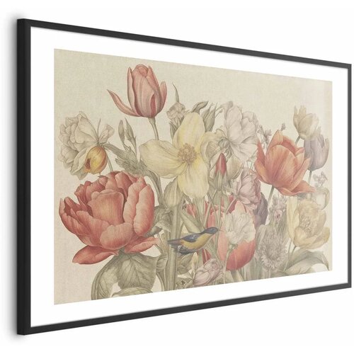  Plakat Flower Bouquet on a Cream Background 90x60 Crni okvir s margom Cene