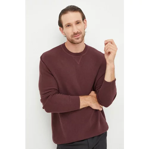 Sisley Bombažen pulover moški, bordo barva,
