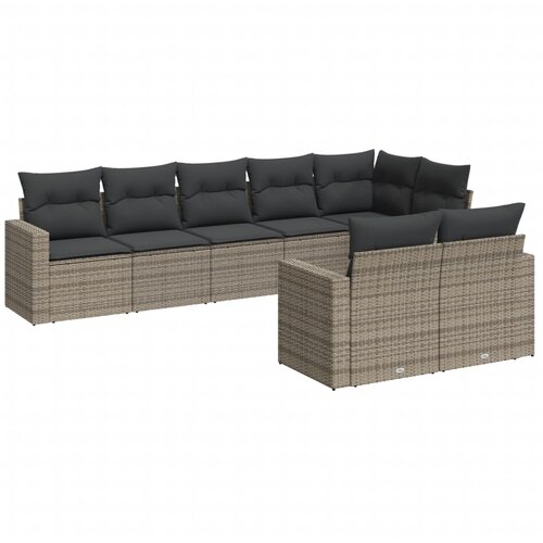 vidaXL 8-dijelni set vrtnih sofa od poliratana s jastucima sivi Cene