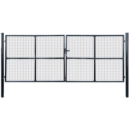 vidaXL mrežasta vrtna vrata pocinkano jeklo 400x150 cm siva Cene