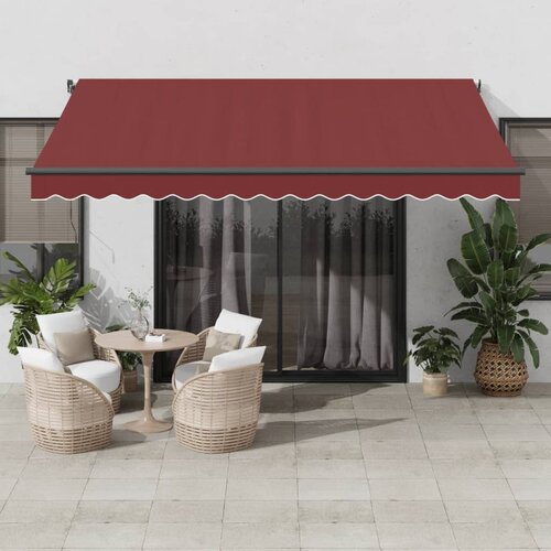 vidaXL Tenda na ručno uvlačenje s LED svjetlima bordo 400 x 300 cm Cijene