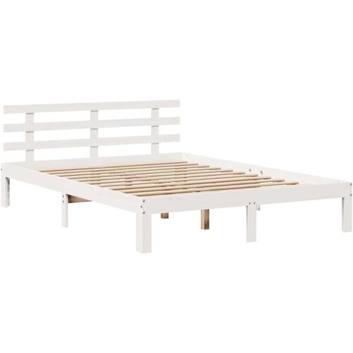 VidaXL Krevet s regalom z knjige bez madraca bijeli 140x200cm borovina Slike