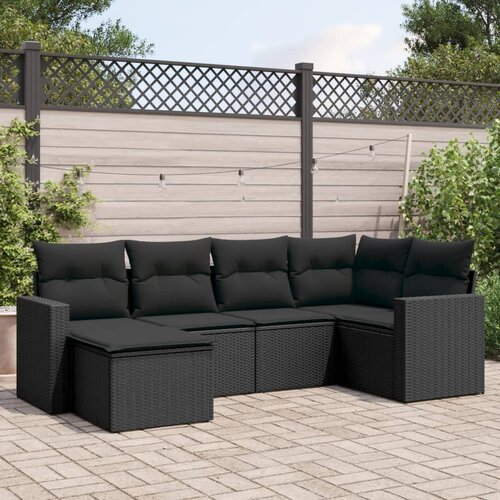  6-dijelni set vrtnih sofa s jastucima crni od poliratana Crna 234 x 124 x 69 cm Slike