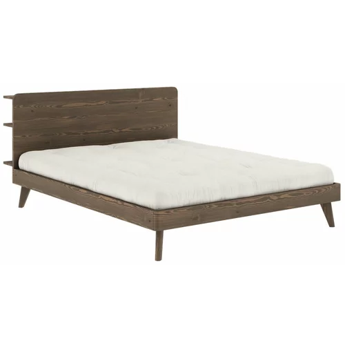 Karup Design Rjava zakonska postelja iz borovega lesa z letvenim dnom 160x200 cm Retreat - Karup Design