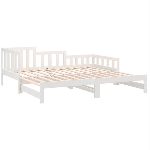  Dnevni ležaj na izvlačenje bijeli 2x(90x190)cm masivna borovina Slike