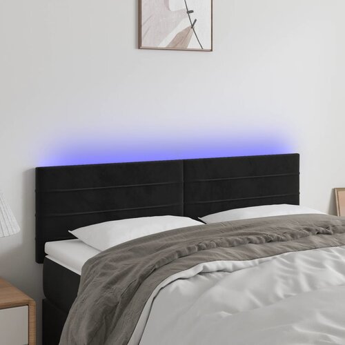  LED uzglavlje crno 144x5x78/88 cm baršunasto Cene