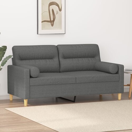  The Living Store Kavč dvosed z blazinami temno siv 140 cm blago - Kavč Dvosed, (21494403) Cene