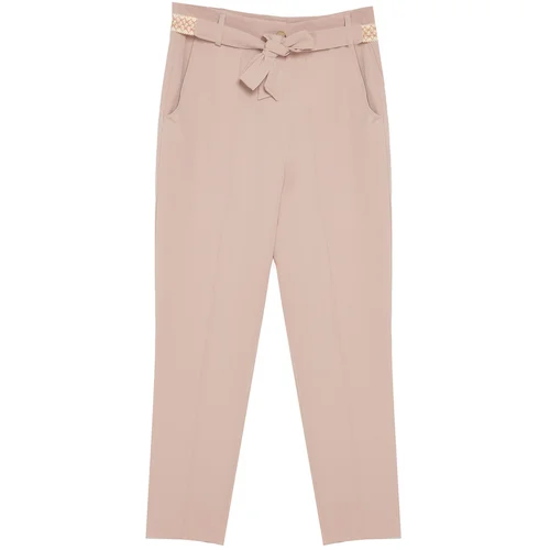 Trendyol Beige Tie Detailed Woven Trousers