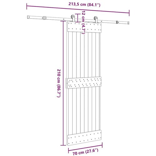 vidaXL Klizna vrata s priborom za montažu 70 x 210 cm masivna borovina Cijene