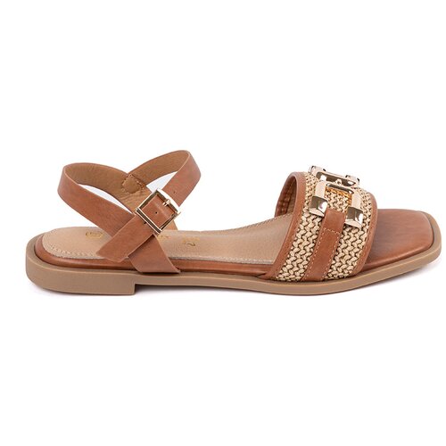 GOODIN Brown sandals with leather insole Cene