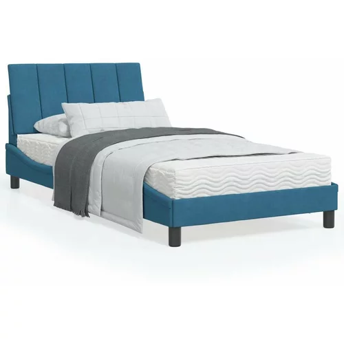  Okvir za krevet s uzglavljem plavi 100x200 cm baršunasti