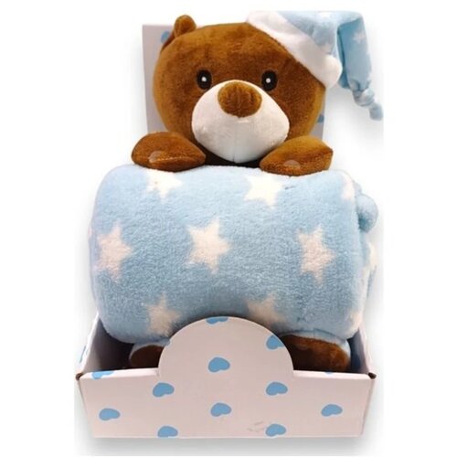 Bbo set pli&amp;scaron;ana igračka + ćebence Bear Blue Slike