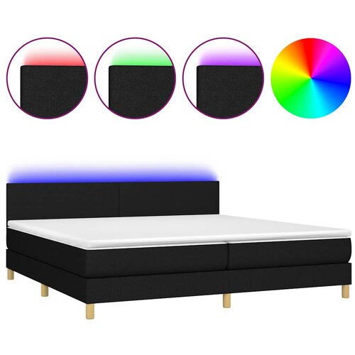  Krevet box spring s madracem LED crni 200x200 cm od tkanine Slike