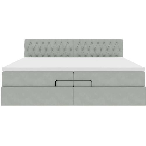 VidaXL okvir kreveta s madracima svijetlosivi 200x200cm bar&amp;scaron;unasti Slike