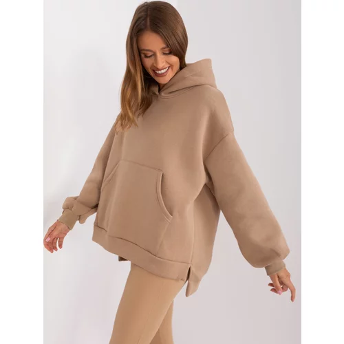 Fashion Hunters Dark beige oversize kangaroo sweatshirt with insulation