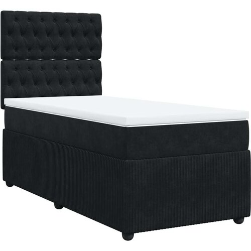 vidaXL Box spring postelja z vzmetnico črna 90x200 cm žamet Cene