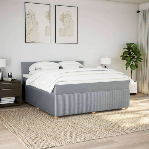 VidaXL Krevet s oprugama i madracem svjetlosivi 180x200 cm od tkanine Slike