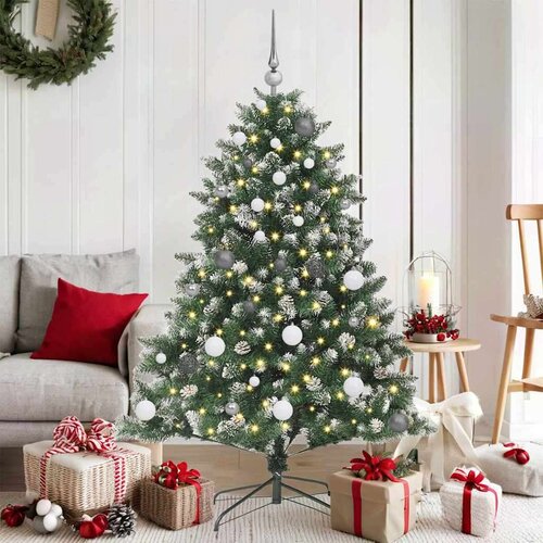 vidaXL Umjetnobožićnodrvce S LED lampica Zelena 150cm PVC Cene