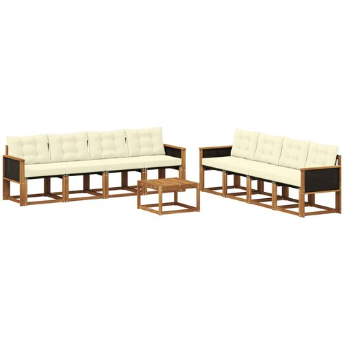vidaXL Zunanja garnitura za sedenje z blazino 9 pcs Naravna in smetana, (5000272294) Cene