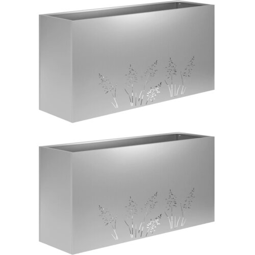  Vrtna saksija 2 kom. Srebrna 100 x 20 x 49 cm Pocinčani čelik Slike