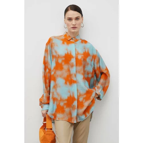 Samsoe Samsoe Košulja za žene, boja: narančasta, relaxed, s klasičnim ovratnikom