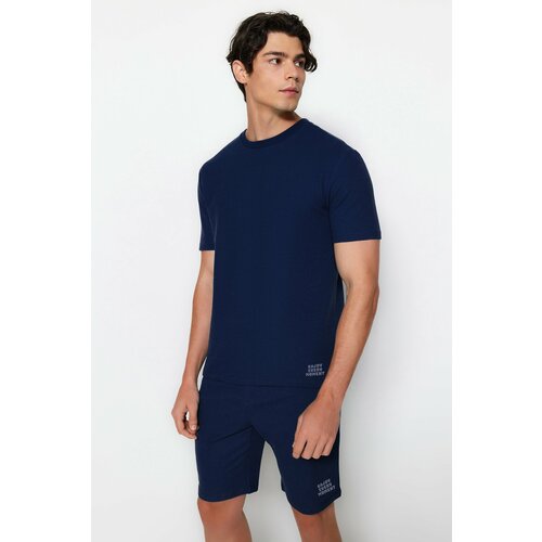 Trendyol Men's Navy Blue Regular Fit Textured Knitted Pajama Set Slike
