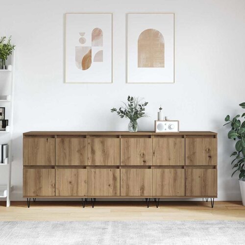 VidaXL Komode 3 pcs hrast artisan 180 x 35 x 70 cm Konstruirano drvo Slike
