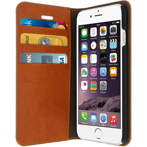 AVIZAR Ovitek Folio iz pravega usnja za iPhone 6/6S, držalo za kartice, stojalo za video, rjava, (20526907) Cene