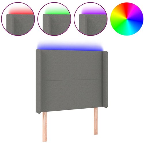 Maison Chic led posteljno vzglavje - vzglavna omarica - nočna omarica temno sivo 83x16x118/128 cm blago, (21708921) Slike