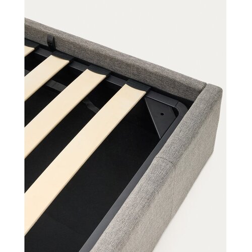 Kave Home Sivi tapecirani krevet s prostorom za odlaganje s podnicom 90x200 cm Nahiri &amp;ndash; Slike