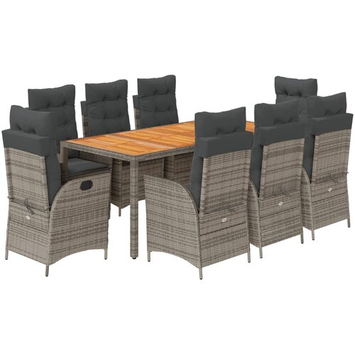  9-dijelni vrtni blagovaonski set sivi od poliratana Siva 190 cm table length Slike