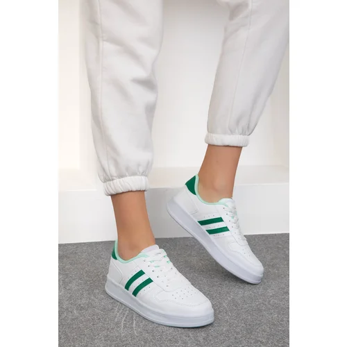 Soho White-Green Women's Sneakers 18862