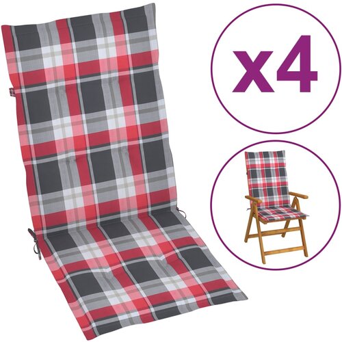 vidaXL Blazine za vrtne stole 4 kosi rdeč karo vzorec 120x50x3 cm Cene