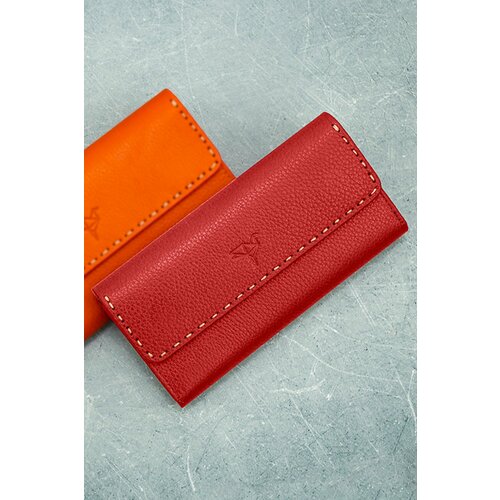 Garbalia paris genuine leather saddlery stitched women's portfolio wallet with phone compartment and dried rosehip. Slike